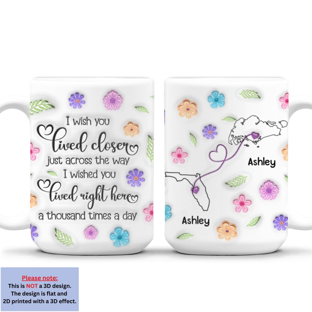 Custom Best Friend, Christmas & Birthday Friendship Keepsake Gift • Wish We Were Together Always - Personalized 3D Inflated Effect Mug