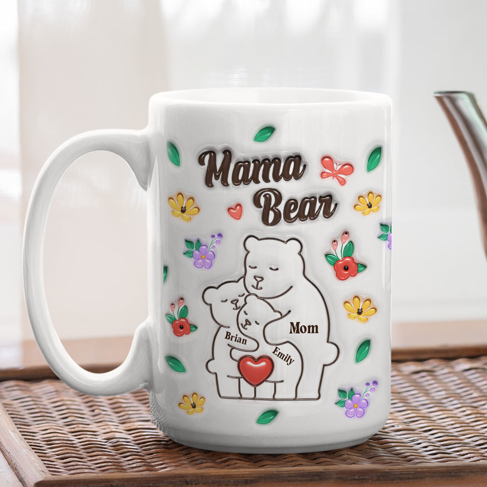 Custom Mother's Day Gift for Mom & Grandma • Mama Bear - Personalized 3D Inflated Effect Mug