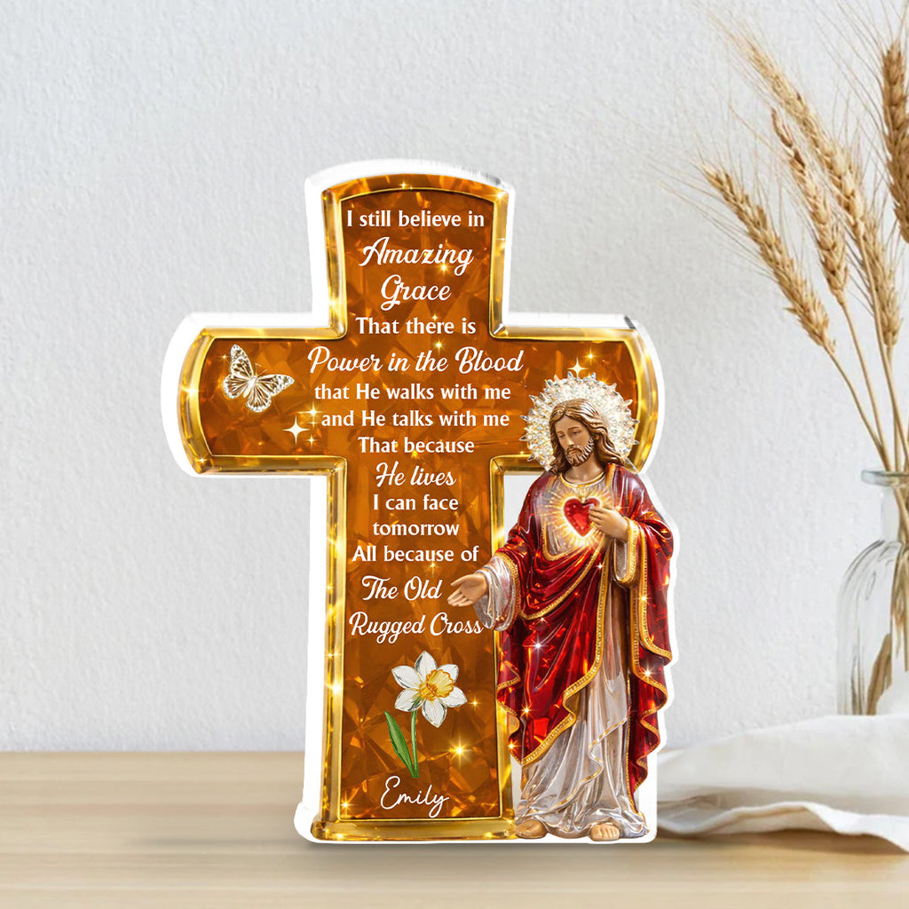 Custom Decor, Christmas Birthday Anniversary Gift Keepsake • Living By Faith Jesus - Personalized Acrylic Plaque