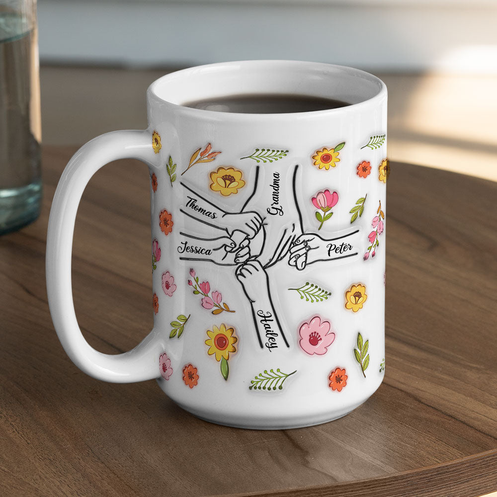 Custom Christmas & Birthday Gift For Grandma • Holding Hands Grandma - Personalized 3D Inflated Effect Mug