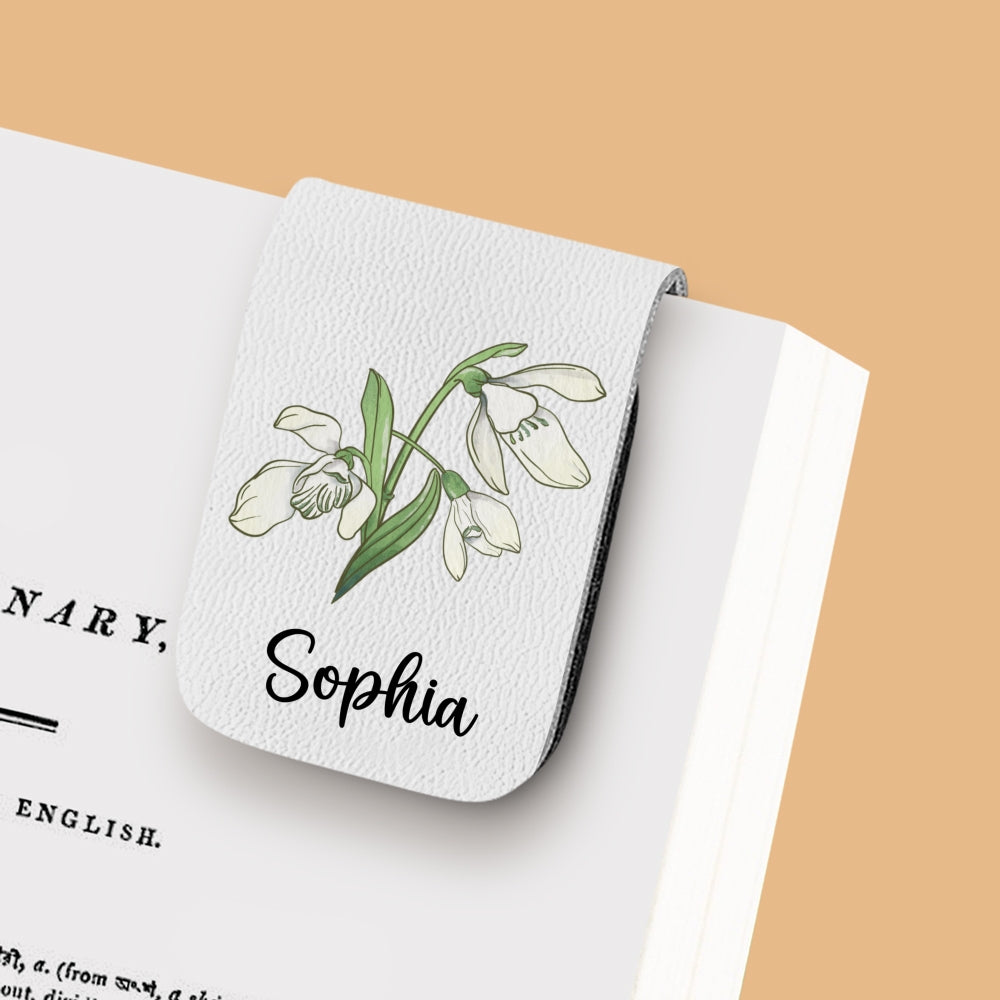 Blooming Flowers - Personalized Leather Bookmark