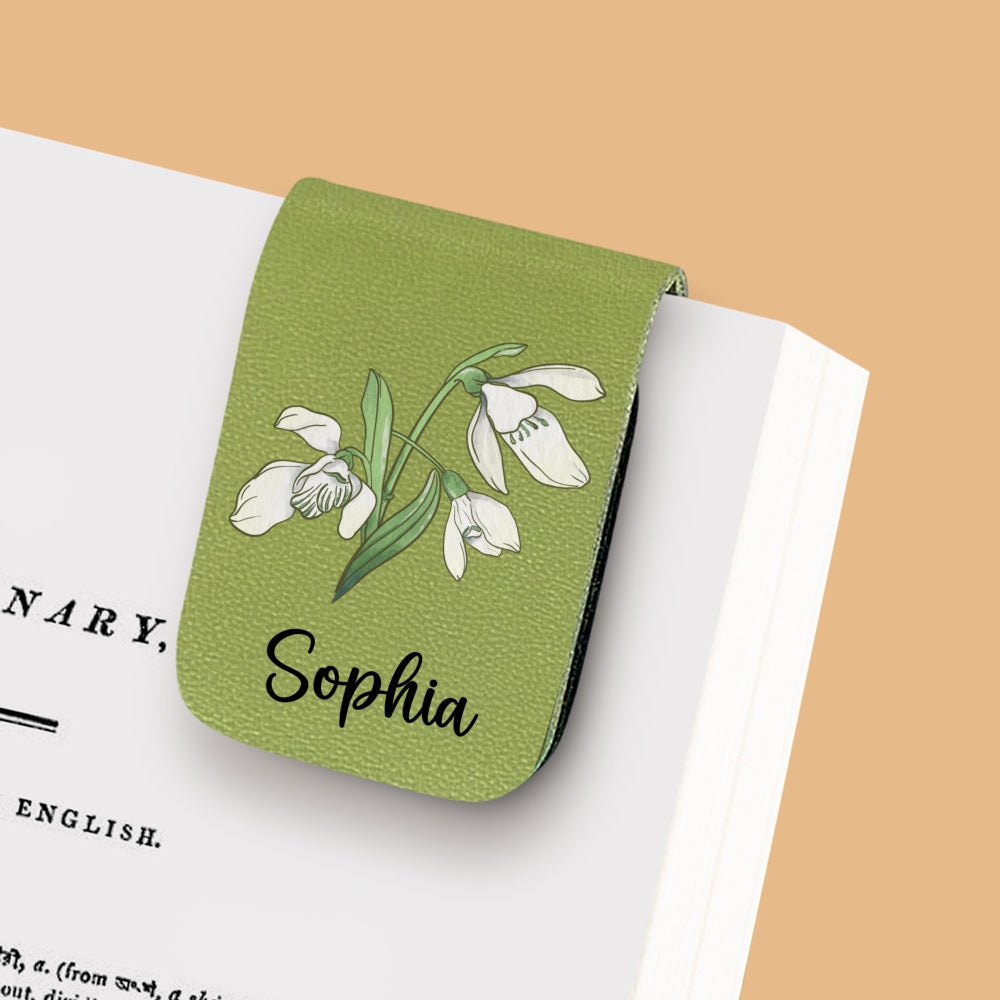 Blooming Flowers - Personalized Leather Bookmark
