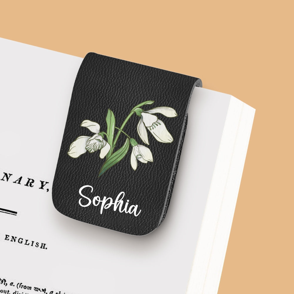 Blooming Flowers - Personalized Leather Bookmark