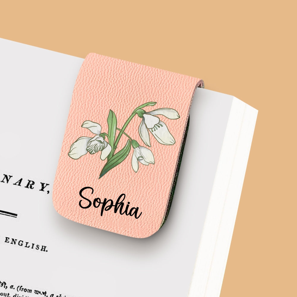 Blooming Flowers - Personalized Leather Bookmark