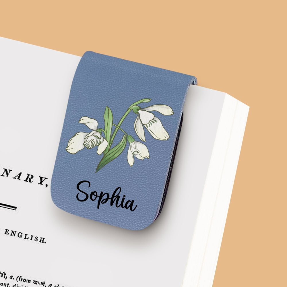 Blooming Flowers - Personalized Leather Bookmark