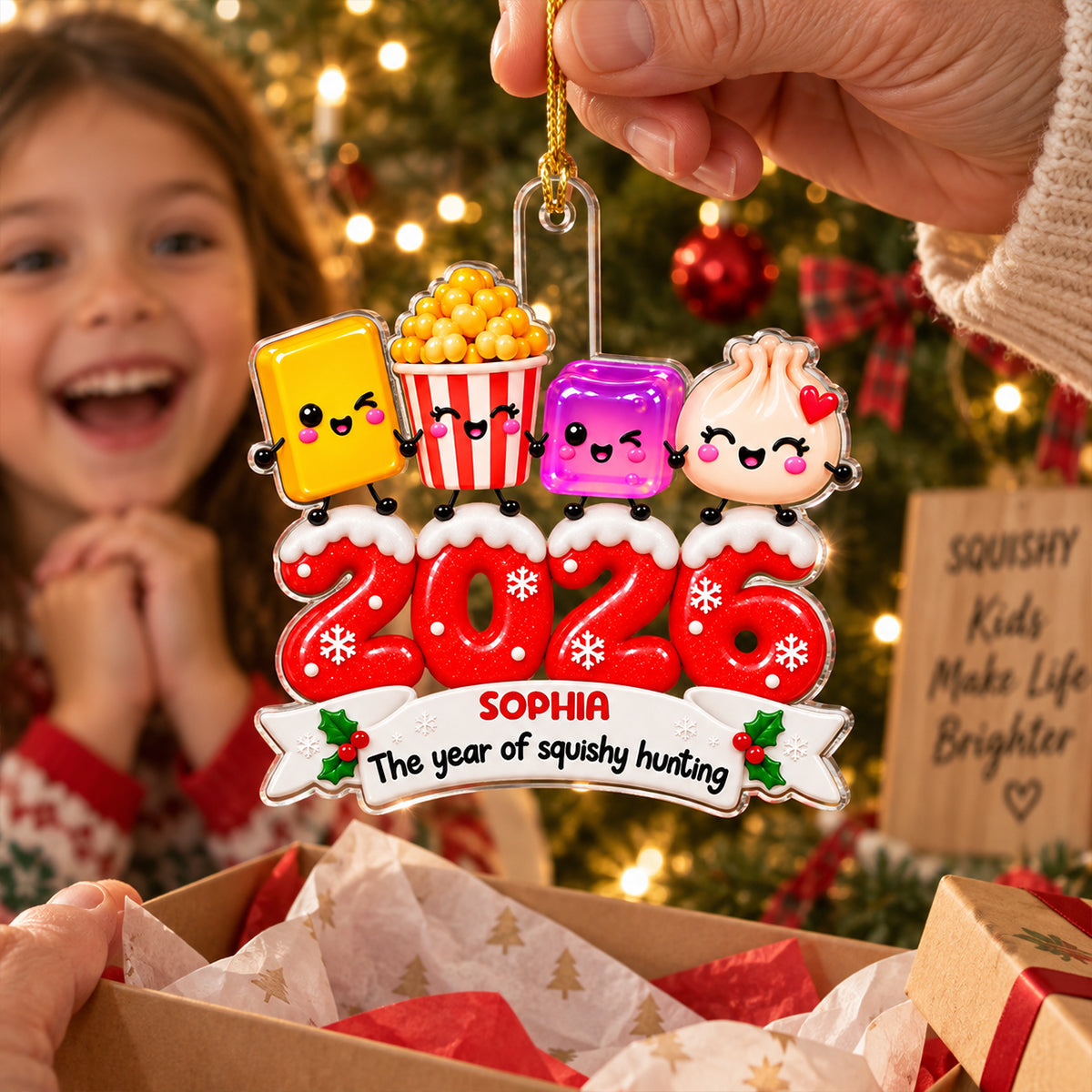 Custom Family Ornament, Christmas Gift for Family Members •  So Many Squishies This Year - Personalized Acrylic Ornament