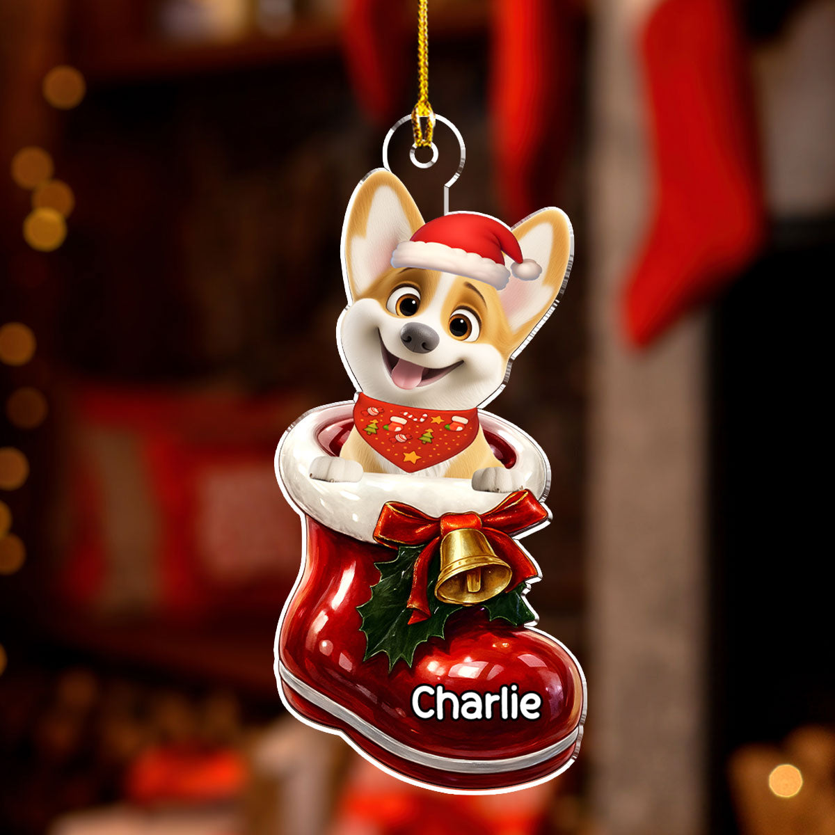 Custom Keepsake Christmas Ornament •  Here In Your Shoes - Personalized 3D Effect Acrylic Ornament