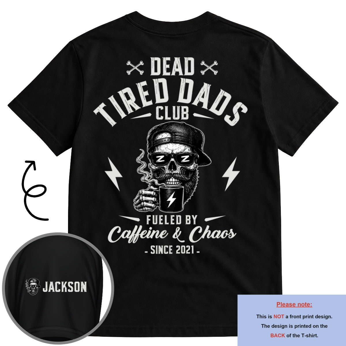 Custom Christmas & Birthday Gift for Dad, Grandpa • Fueled By Their Laughter - Personalized Shirt With Design On Sleeve
