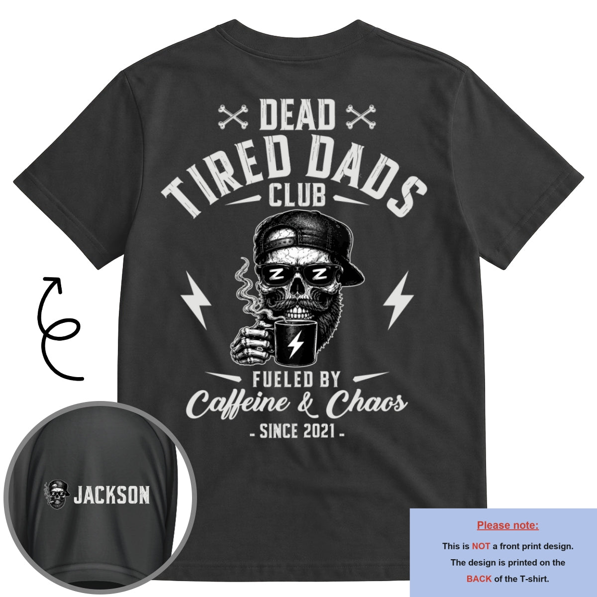 Custom Christmas & Birthday Gift for Dad, Grandpa • Fueled By Their Laughter - Personalized Shirt With Design On Sleeve