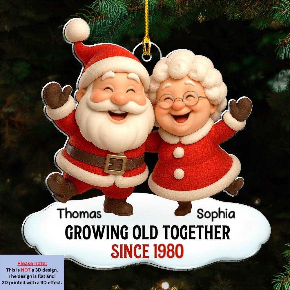 Custom Couple Christmas Ornament, Anniversary Gift •  Growing Old Together - Personalized Acrylic Ornament
