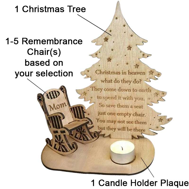 Christmas In Heaven With Chair - Personalized Candle Holder