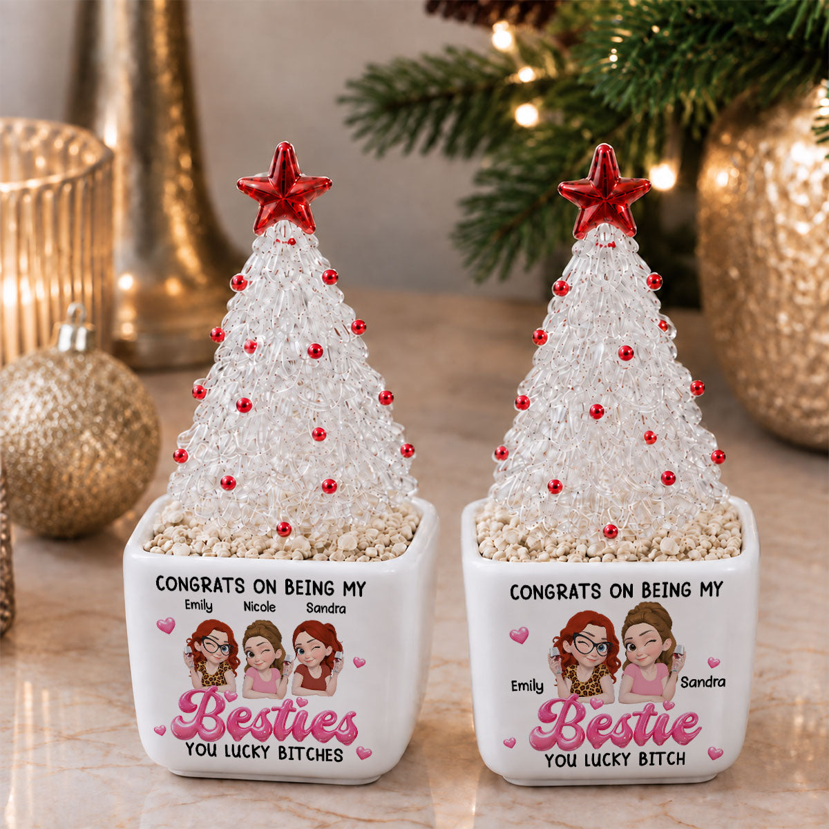 My Besties - Personalized Glass Christmas Tree