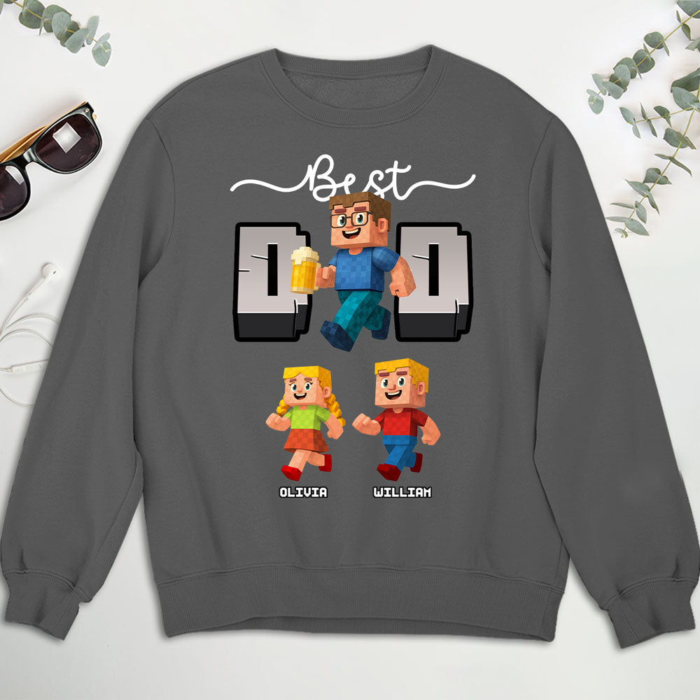 Custom Father's Day, Special Gift for Dad & Grandpa • Blocky Dad Love - Personalized Shirt