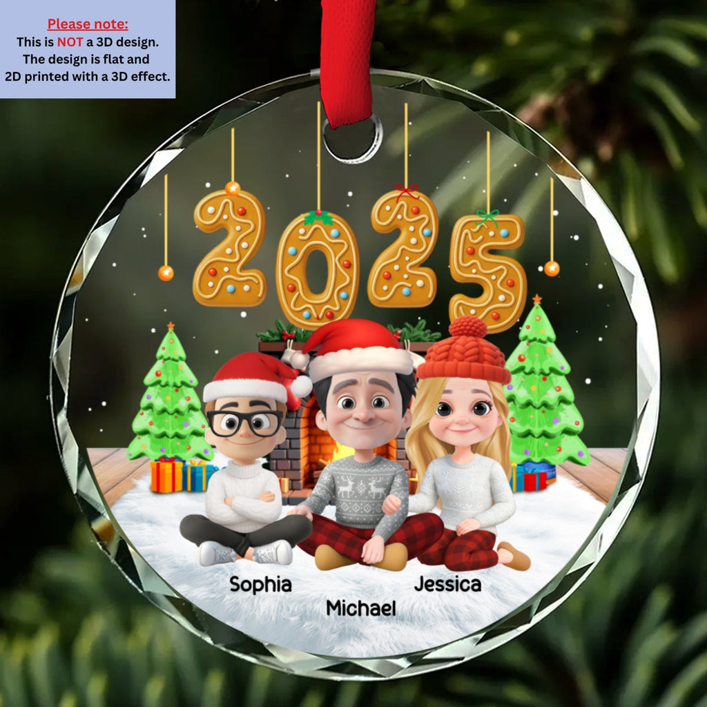 Custom Family Ornament, Christmas Gift for Family Members •  Family Of The Year - Personalized Glass Ornament