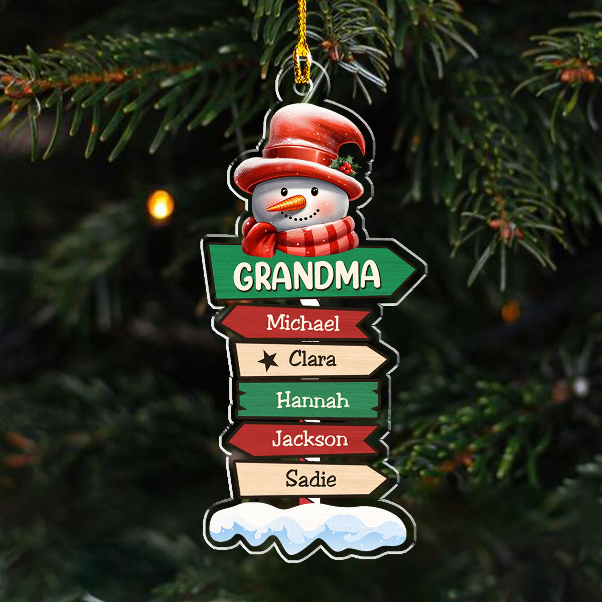 Custom Family Ornament, Christmas Gift for Family Members •  Grandma Pole Sign Christmas - Personalized Acrylic Ornament