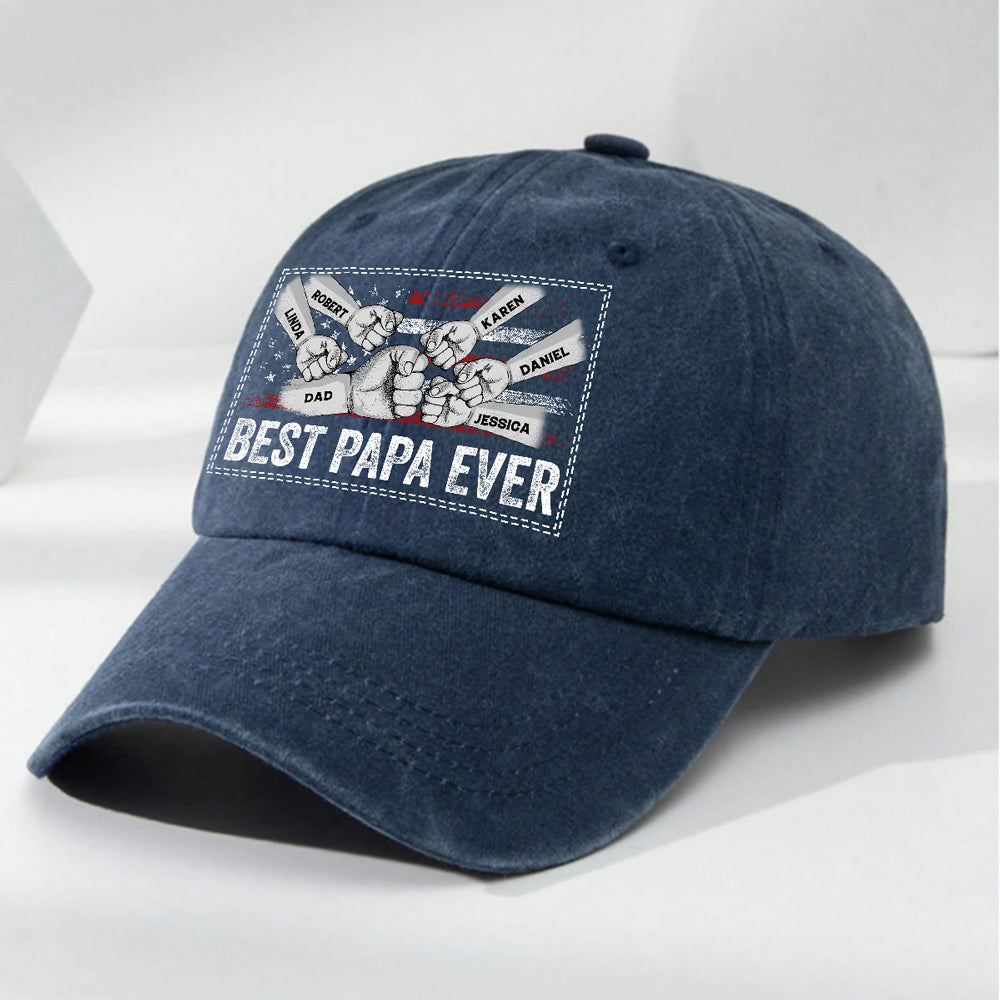 Custom Christmas Headwear Birthday Gifts for Dad • His Strength Begins With Love - Personalized Vintage Washed Denim Cap