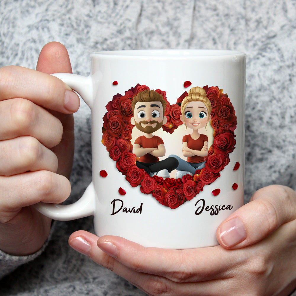 Custom Anniversary Keepsake Gifts For Couple • Romantic Red Rose Couple - Personalized Coffee Mug