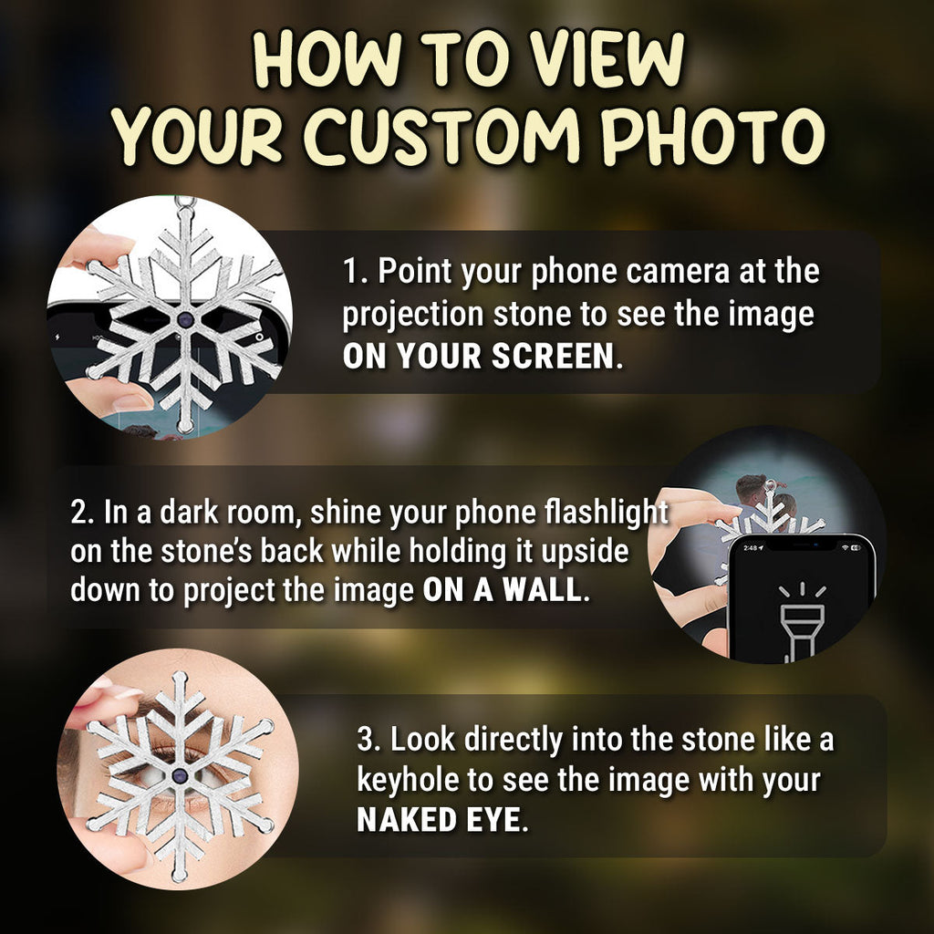 Custom Photo Sister Christmas Ornament • Side By Side Tile By Tile - Personalized Photo Snowflake Projection Ornament