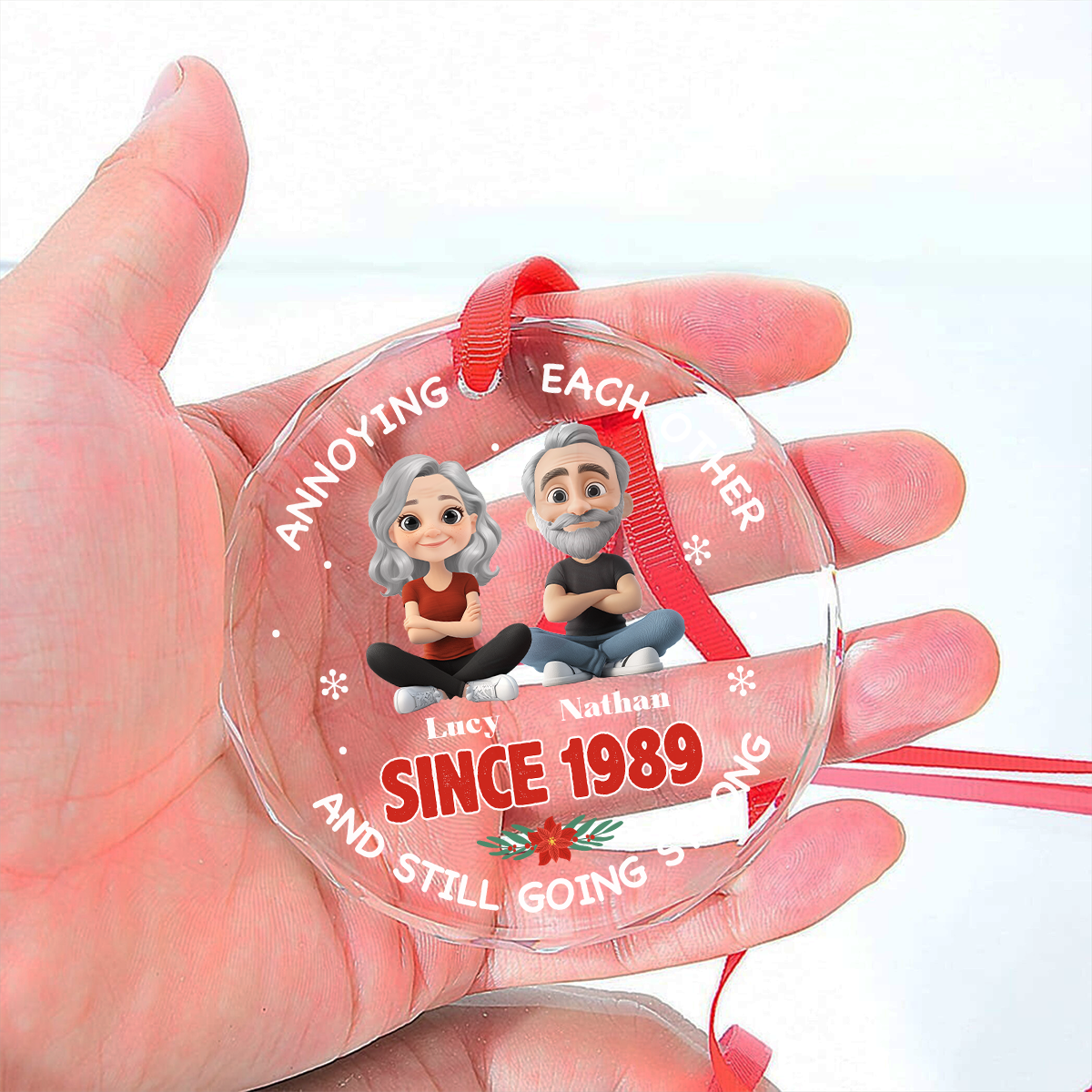 Custom Keepsake Christmas Ornament •  Forever In Love - Personalized Glass Ornament