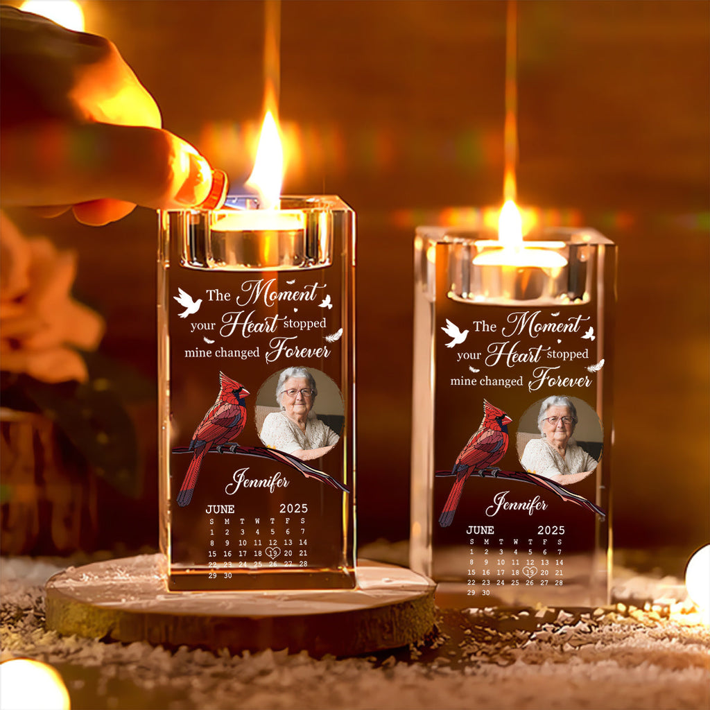 The Moment Your Heart Stopped - Personalized Crystal Candle Holder