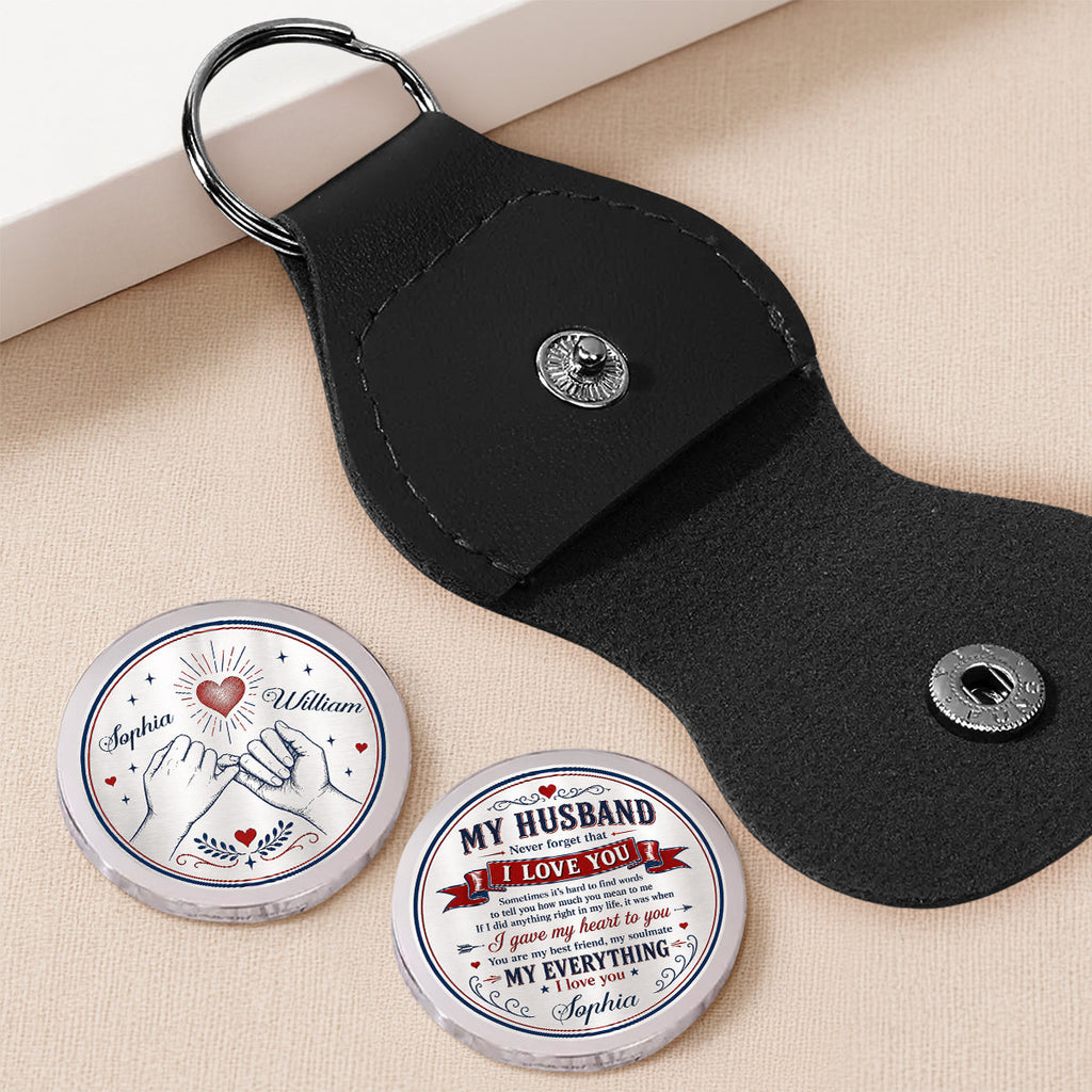 Custom Coin Keychain for Husband, Couple Anniversary Valentine's Day Gifts • My Love For You - Personalized Pocket Hug