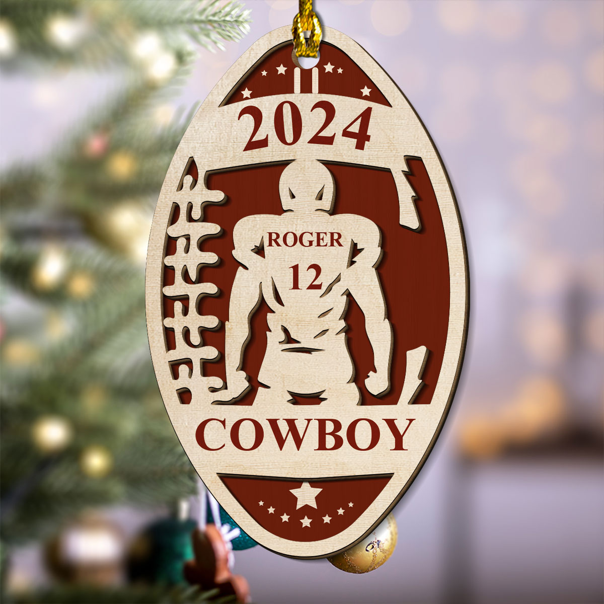 Custom Keepsake Christmas Ornament •  Rucking And Rolling On The Rugby Field - Personalized 2-Layered Wood Ornament