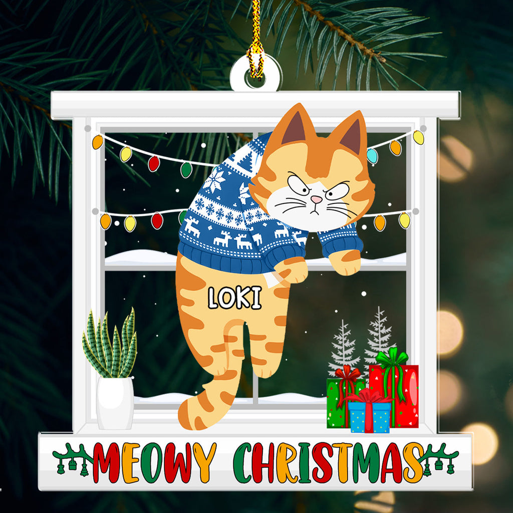 Custom Keepsake Christmas Ornament •  Meowy Christmas - Personalized Acrylic Ornament