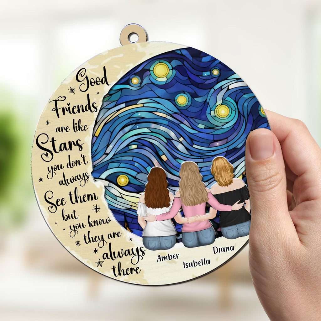 Custom Best Friend Hanging Decor, Friendship Birthday Gifts • Friends Like Stars - Personalized Suncatcher