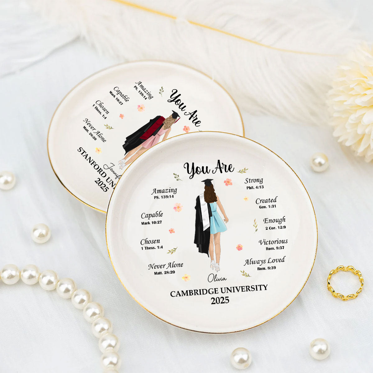 Custom Class of 2026 Trinket Dish, Graduation Gift For Her • You Are Chosen - Personalized Jewelry Dish