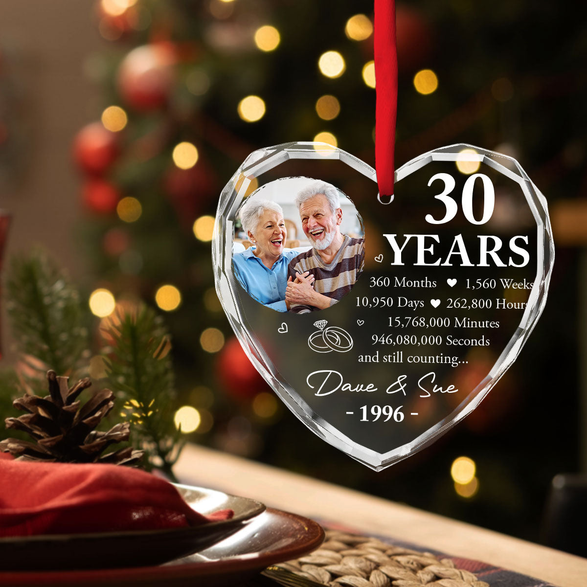 Custom Couple Christmas Ornament, Anniversary Gift •  Built For Forever - Personalized Glass Ornament