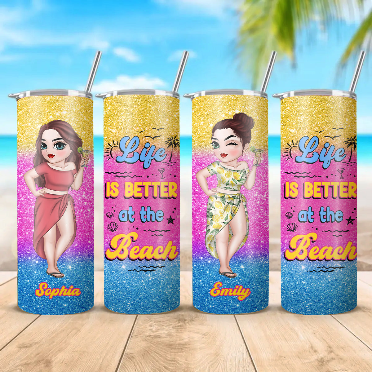 Better At The Beach - Personalized Skinny Tumbler