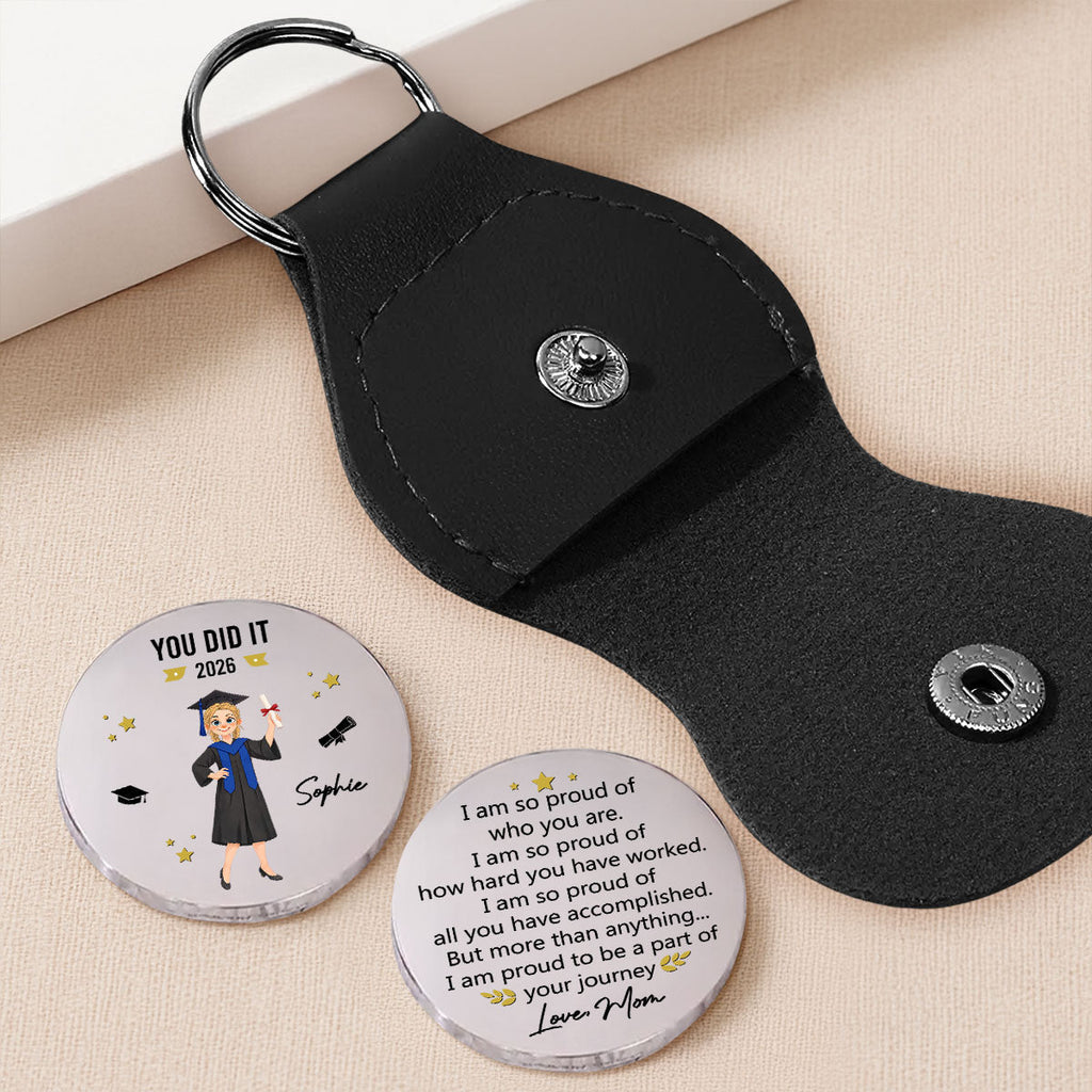 Custom Coin Keychain for Son, Father's Day Birthday Gifts • You Did It - Personalized Pocket Hug