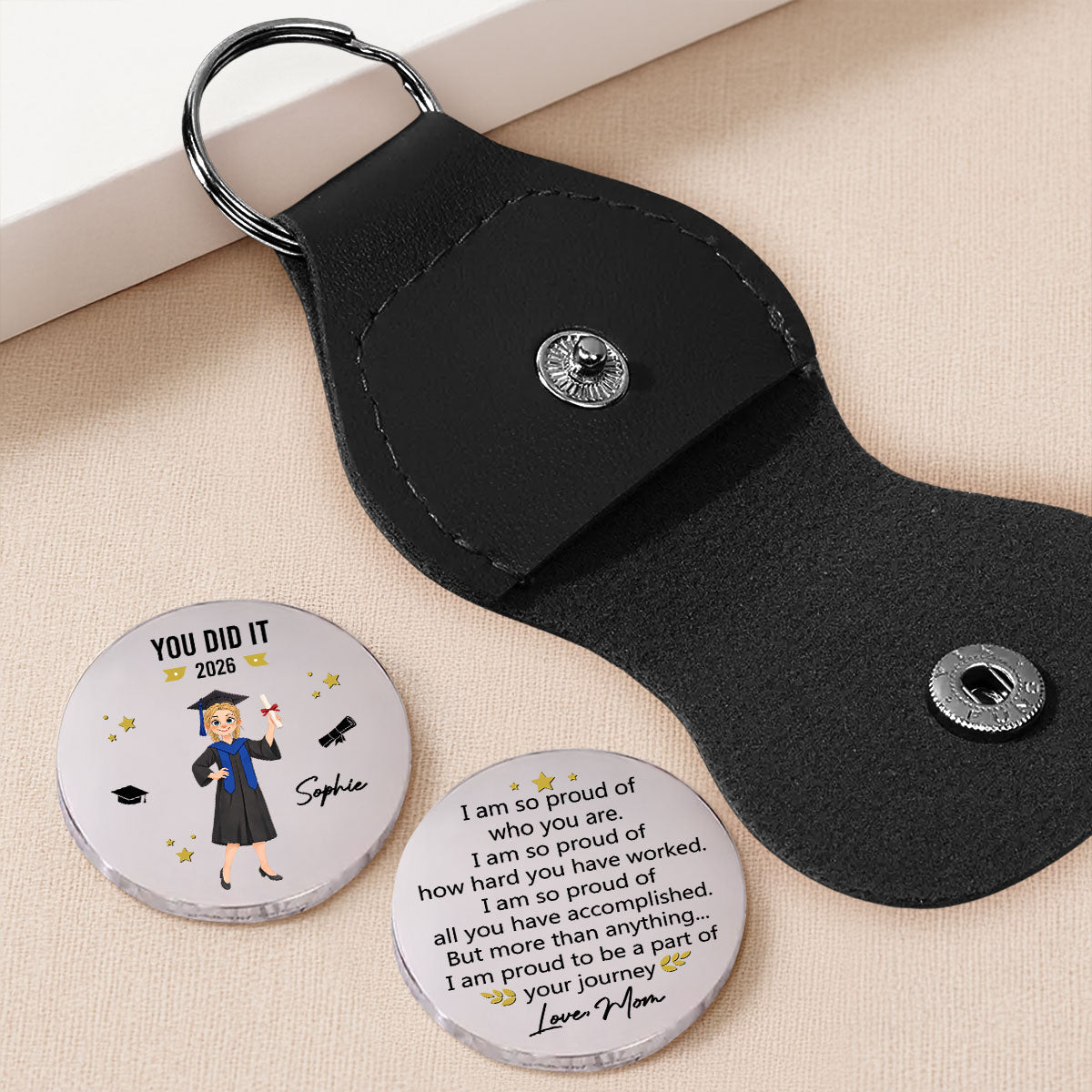 Custom Coin Keychain for Son, Father's Day Birthday Gifts • You Did It - Personalized Pocket Hug