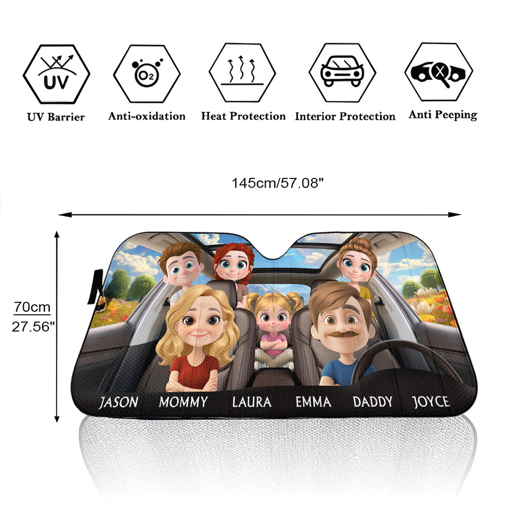 Happy Family - Personalized Car Sunshade