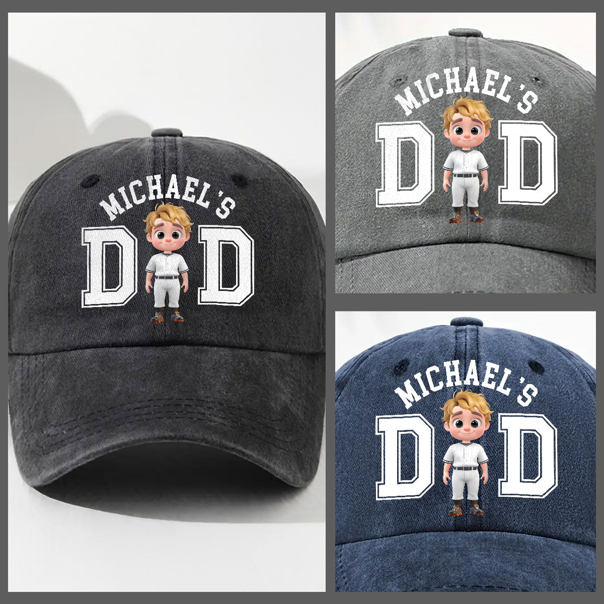 Custom Christmas Headwear Birthday Gifts for Dad • Belongs To The Baseball Dad - Personalized Vintage Washed Denim Cap