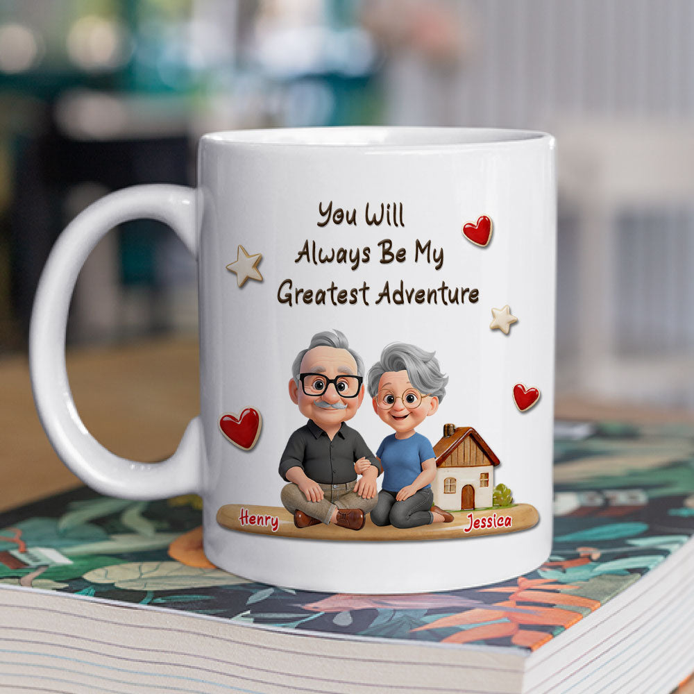 Custom Anniversary Keepsake Gifts For Couple • My Greatest Adventure - Personalized 3D Effect Mug