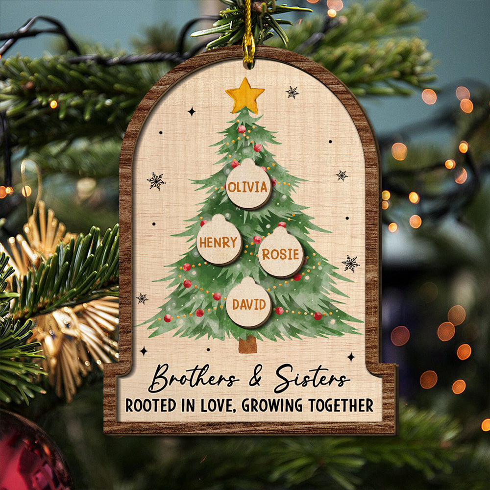 Custom Brothers & Sisters Christmas Ornament •  Siblings Rooted Deep In Love - Personalized 2-layered Wood Ornament