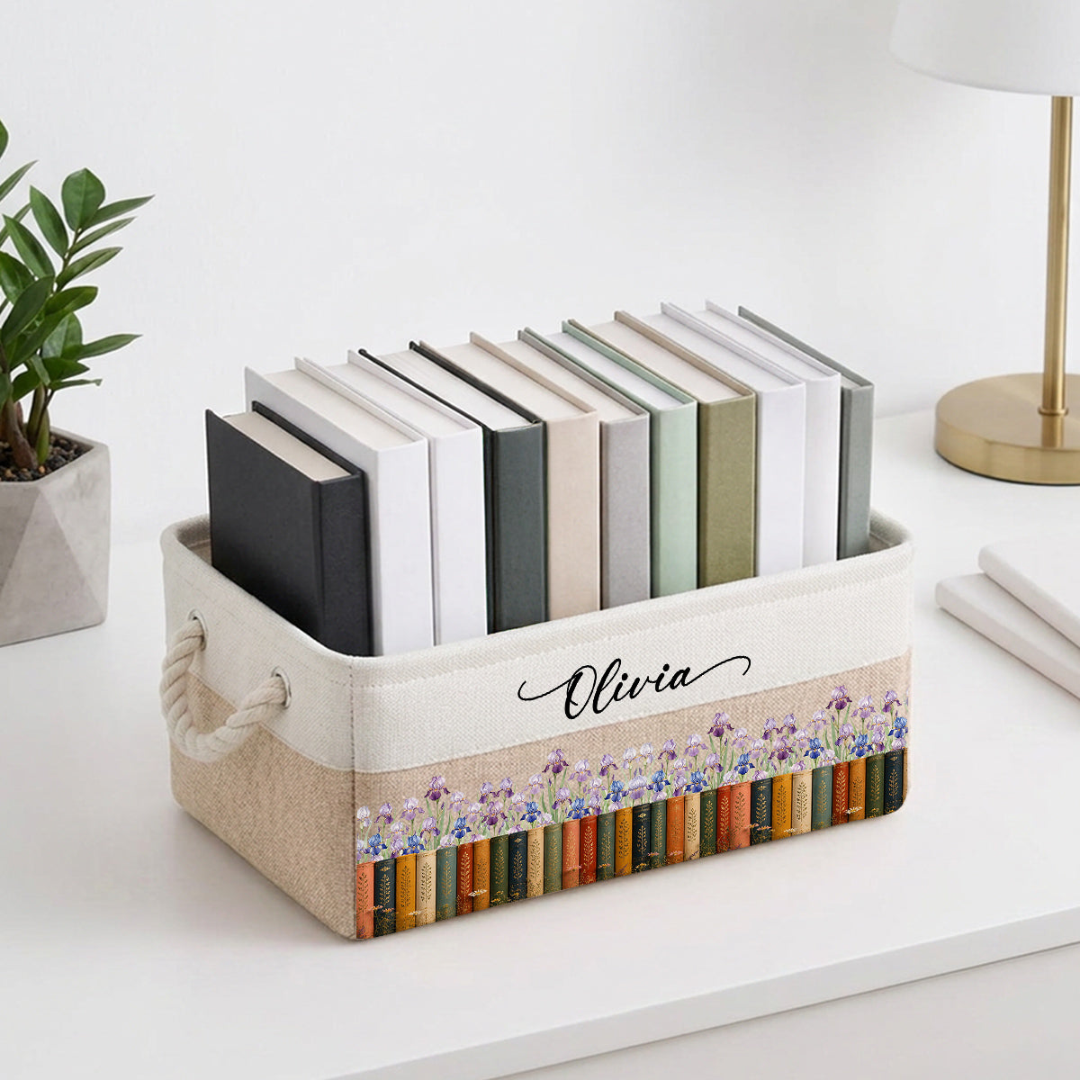 Bookshelf Flower Garden 1 - Personalized Storage Basket