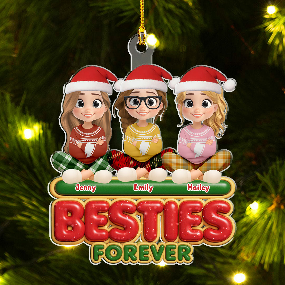 Custom Sister Christmas Ornament •  Forever Besties Sisters - Personalized Acrylic Ornament