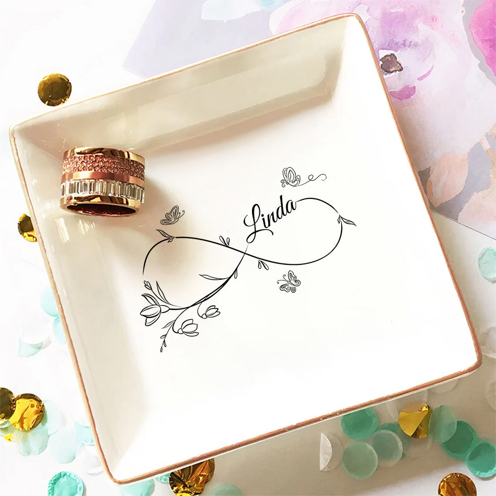 Custom Bestie Trinket Dish, Birthday Christmas Gift For Best Friend • Flowers Need Time To Bloom - Personalized Jewelry Dish
