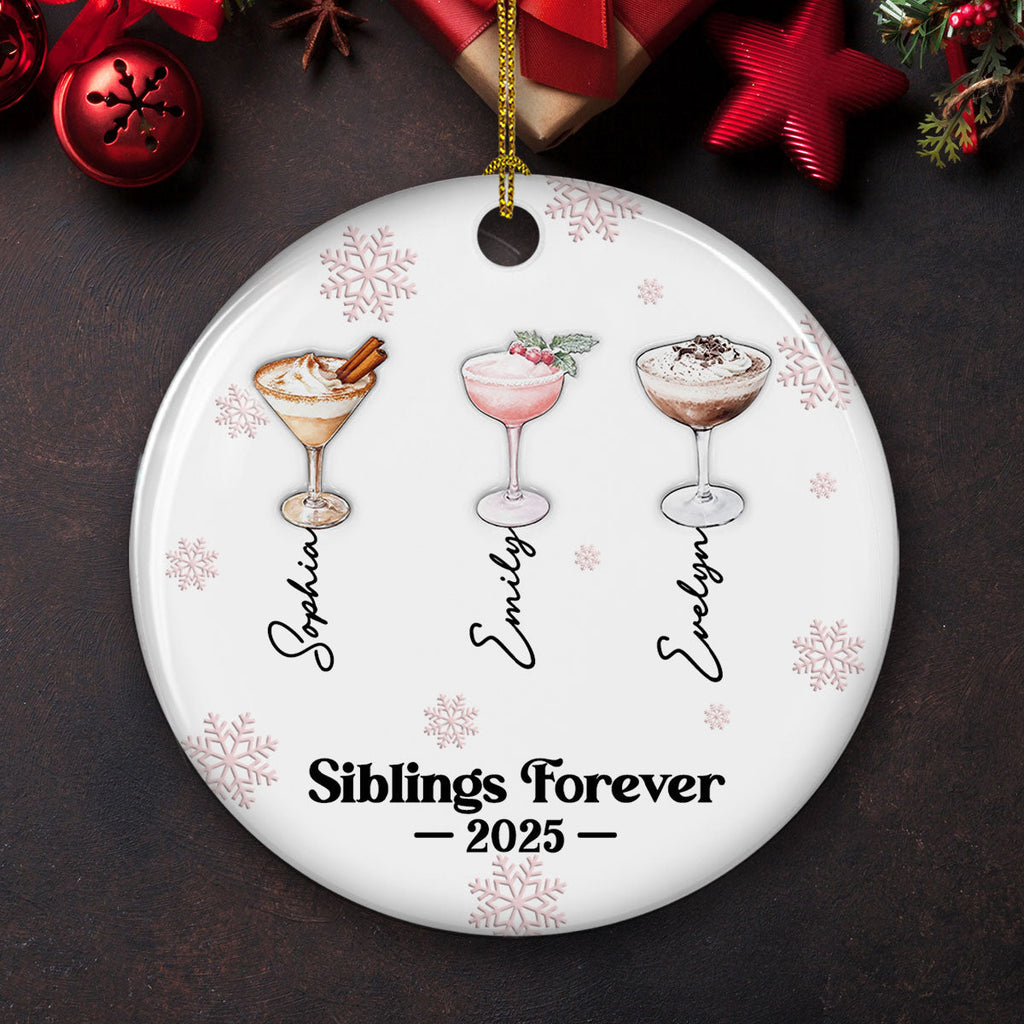 Custom Friendship Christmas Ornament, Best Friend Gift •  Friends Forever Christmas Drinks - Personalized 3D Inflated Effect Ceramic Ornament