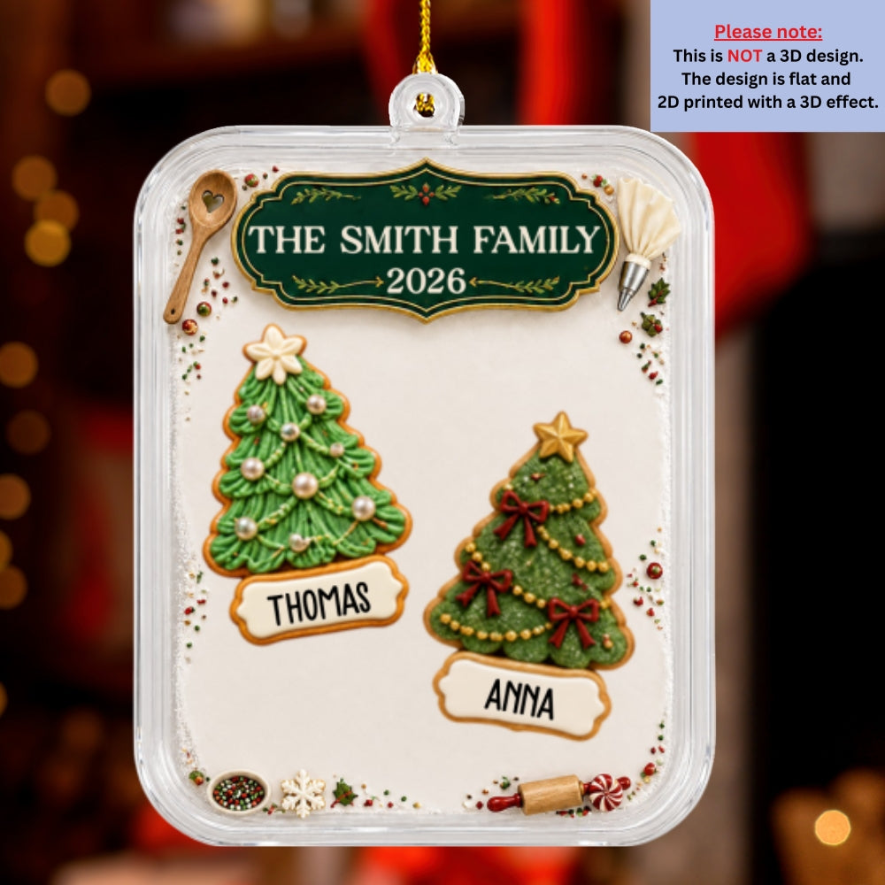 Custom Family Ornament, Christmas Gift for Family Members •  Family Christmas Cake - Personalized Acrylic Ornament