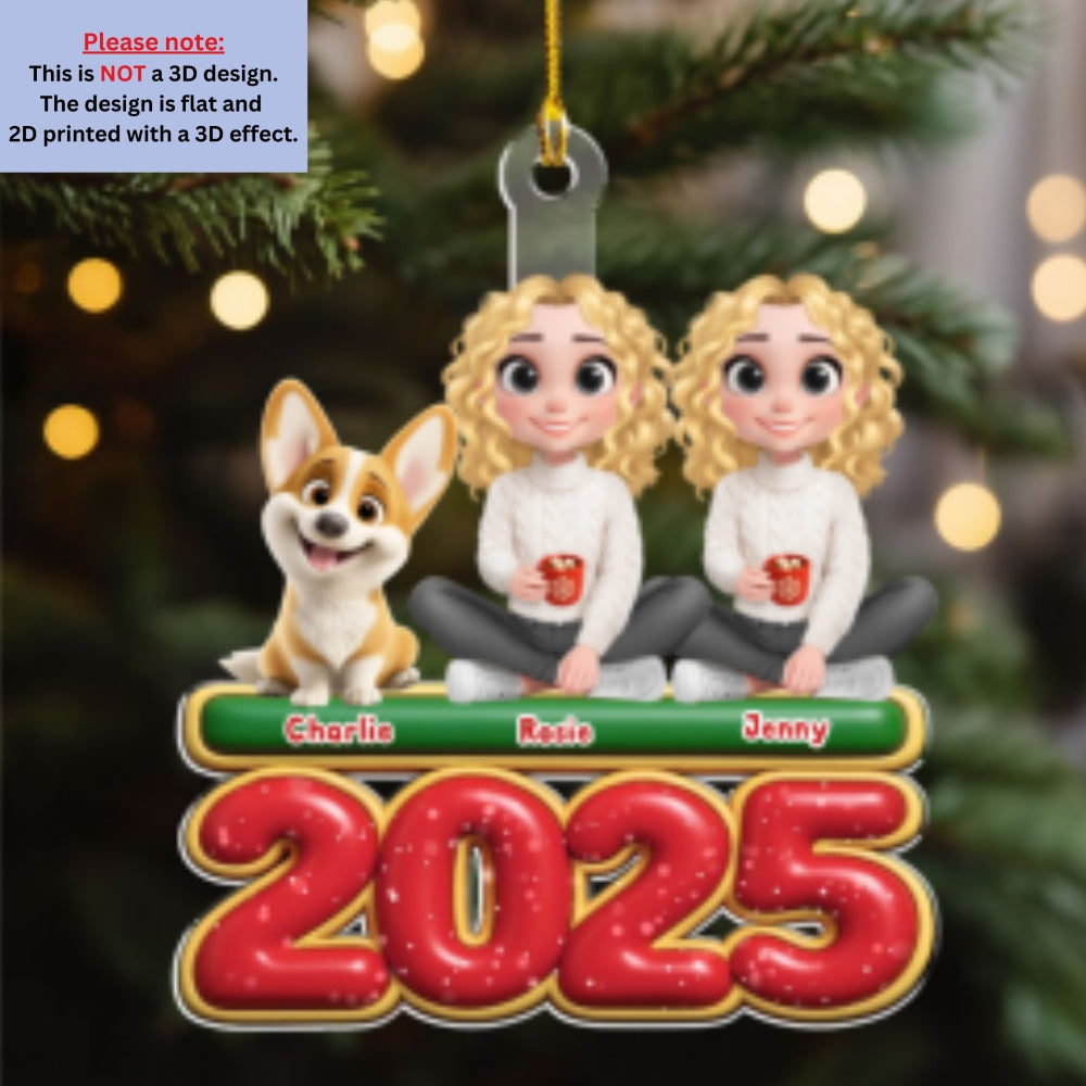 Custom Couple Christmas Ornament, Anniversary Gift •  We And Our Dog Version 2 - Personalized Acrylic Ornament