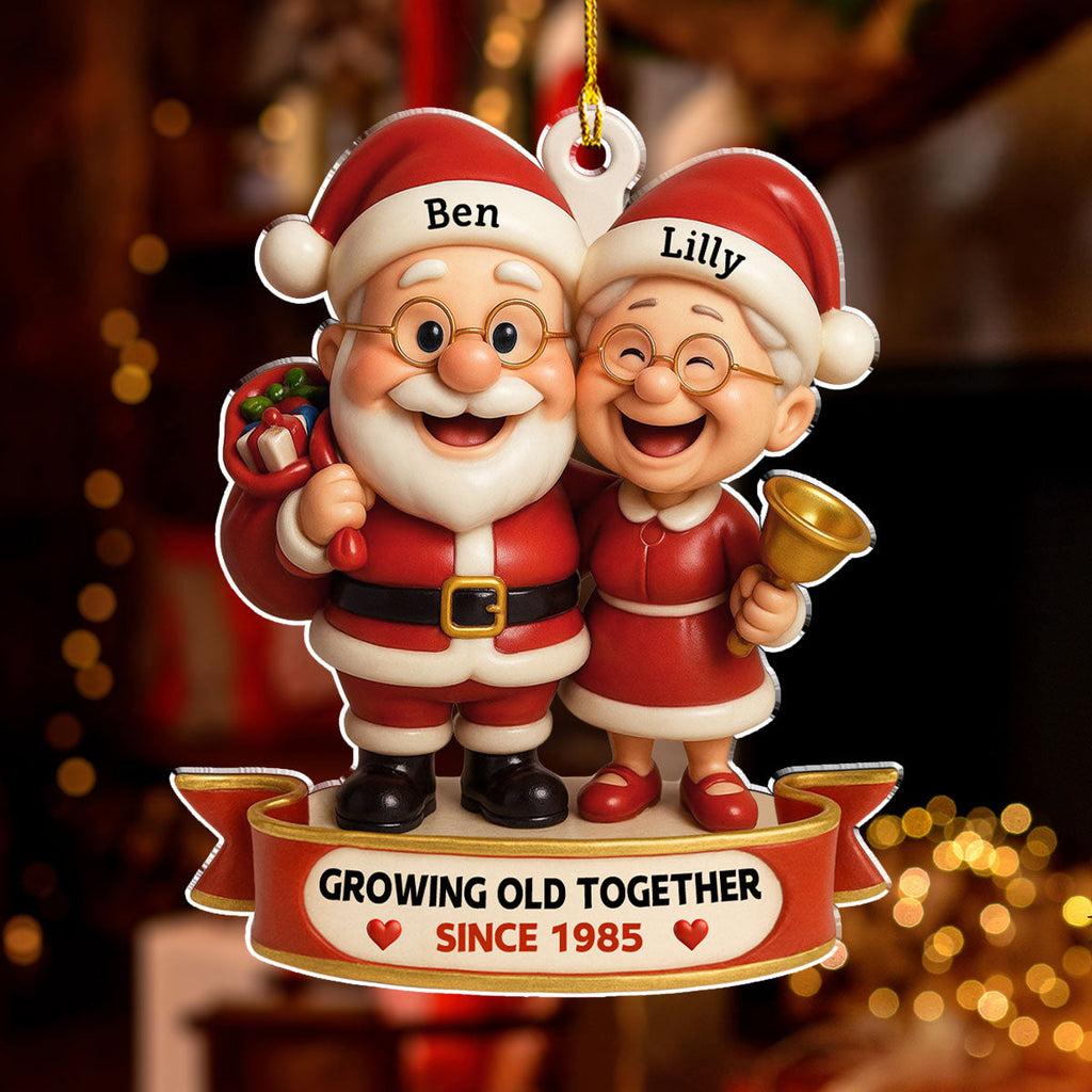 Custom Couple Christmas Ornament, Anniversary Gift •  Growing Old Together - Personalized Acrylic Ornament