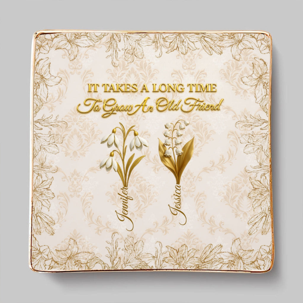 Custom Bestie Trinket Dish, Birthday Christmas Gift For Best Friend • My Vintage Friend - Personalized Jewelry Dish