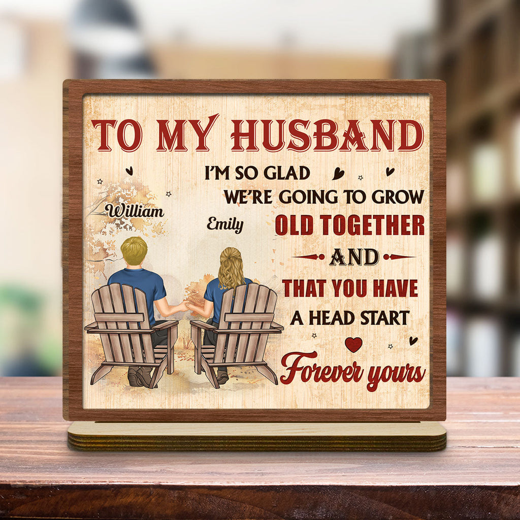 Custom Couple's Decor, Anniversary & Wedding Gift • A Lifetime With You - Personalized 2-Layer Wood Plaque With Flat Base
