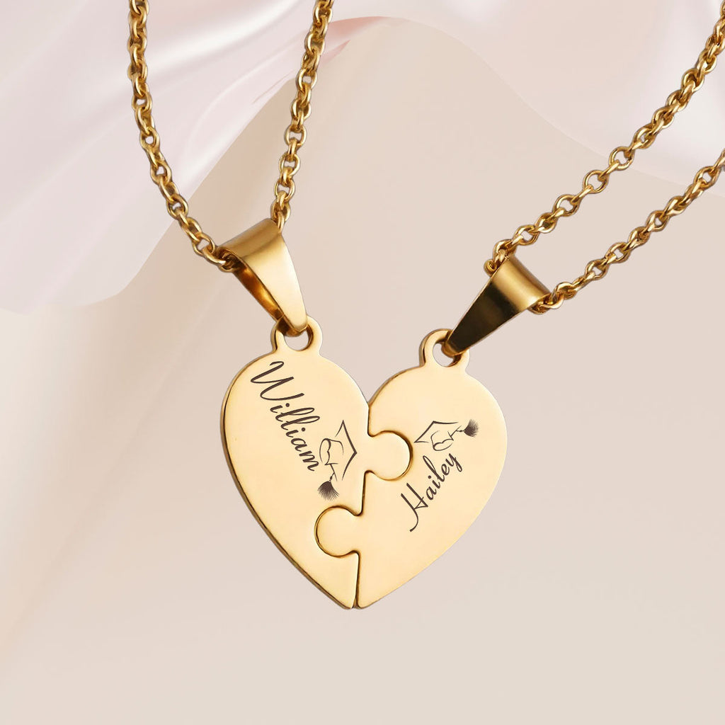 Happy Graduation - Personalized Heart Puzzle Necklace