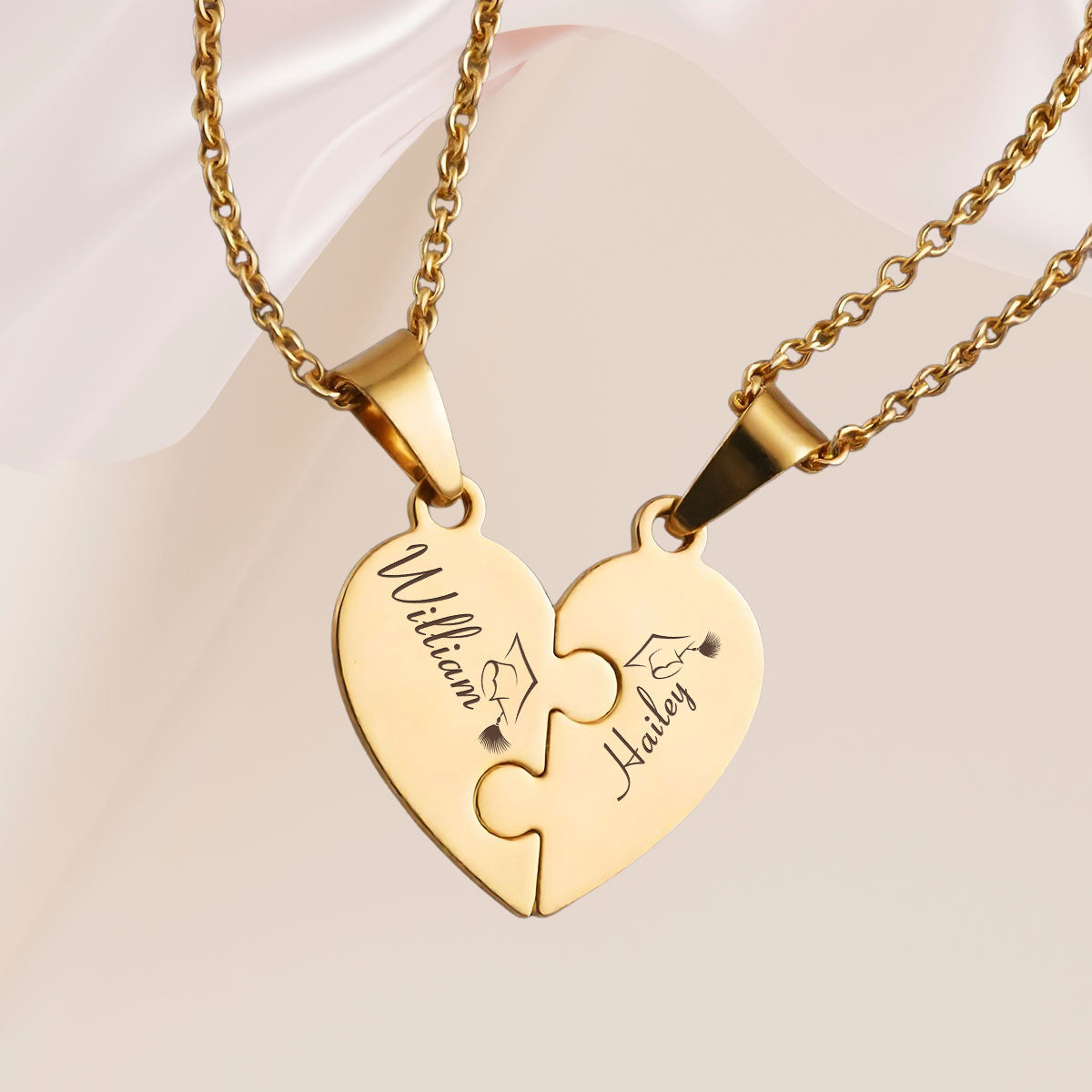 Happy Graduation - Personalized Heart Puzzle Necklace