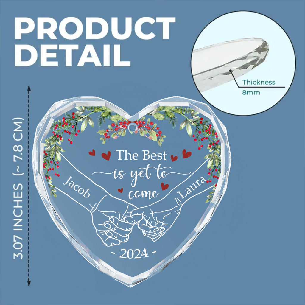 Custom Couple Christmas Ornament, Anniversary Gift •  The Best Is Yet To Come - Personalized Glass Ornament