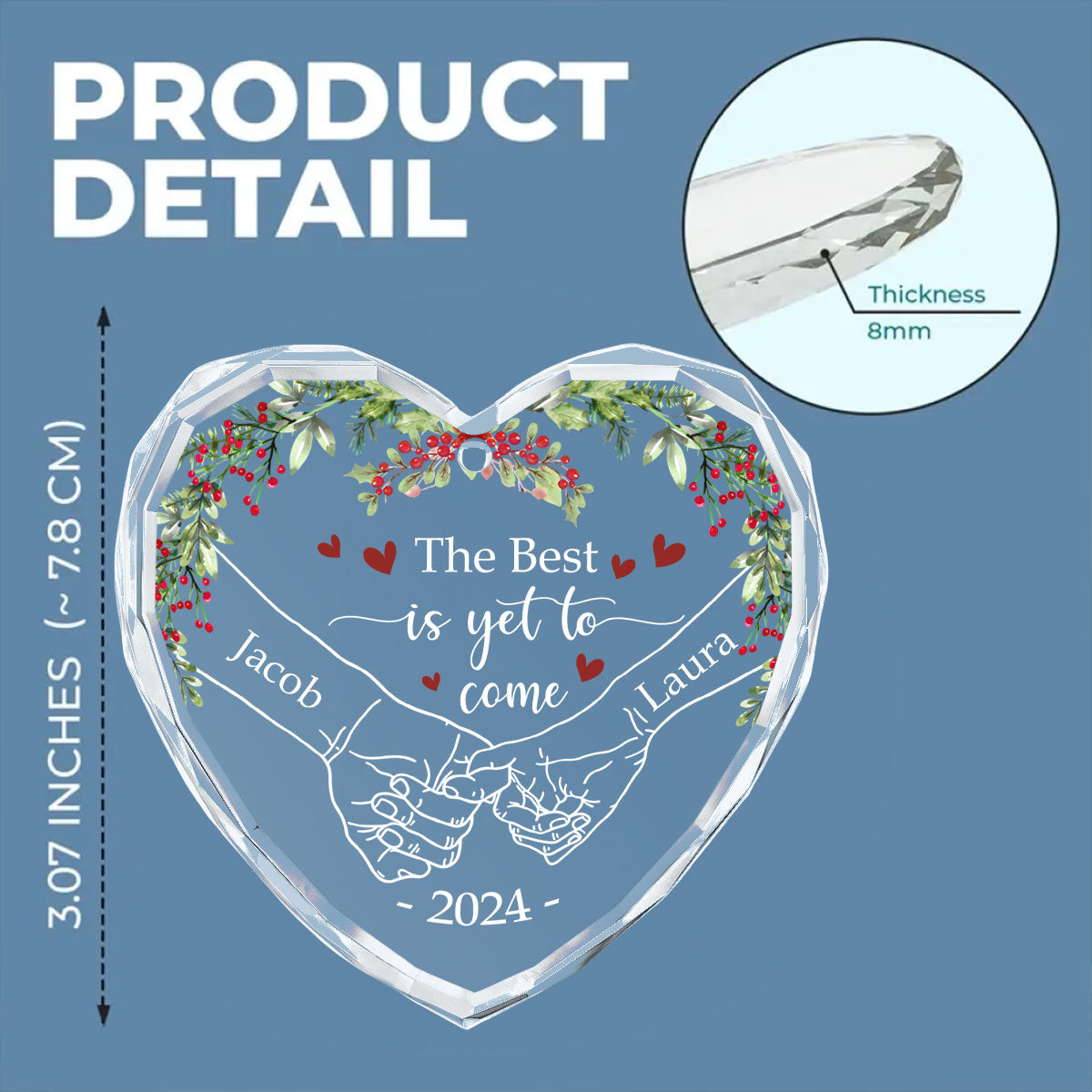 Custom Couple Christmas Ornament, Anniversary Gift •  The Best Is Yet To Come - Personalized Glass Ornament